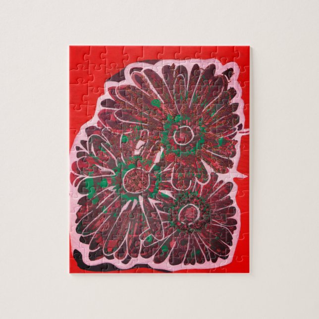 Puzzle Fleurs de batik orange et marron (Vertical)