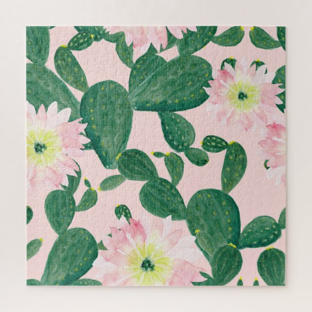 Puzzle Fleurs de cactus : peinture aquarelle (Vertical)