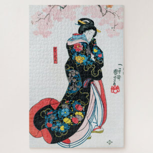 Puzzle Fleurs de cerisier et femmes japonaises, Kuniyoshi