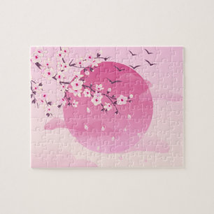 Puzzle Fleurs de cerisier Paysage japonais rose
