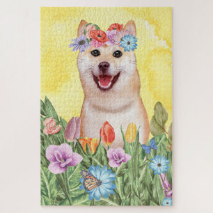 Puzzle Fleurs de Chien Shiba Inu