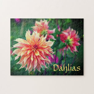 Puzzle Fleurs de dahlia orange et rose