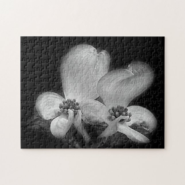 Puzzle Fleurs De Dogwood En Nature Noire Et Blanche (Horizontal)