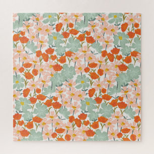Puzzle Fleurs de jardin : rose, orange sans soudure