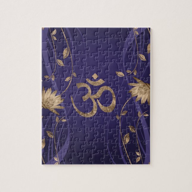 Puzzle Fleurs de Lotus d'or de symbole de l'OM sur le (Vertical)