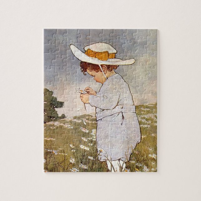 Puzzle Fleurs de marguerites de cueillette d'enfants anti (Vertical)