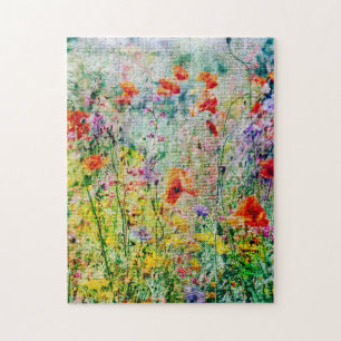 Puzzle Fleurs de pavot dans le pré Paysage de nature mign