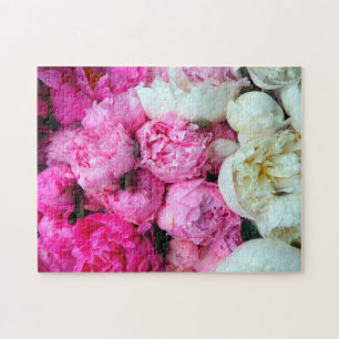 Puzzle Fleurs de pivoine rose et blanc
