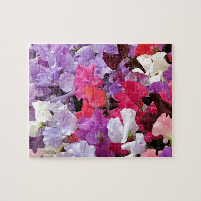 Puzzle Fleurs de pois doux roses, violettes et blanches e (Horizontal)