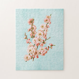 Puzzle Fleurs de prune sur Denim vieilli