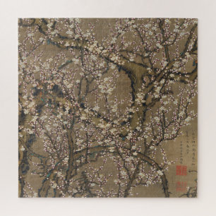 Puzzle Fleurs de prunes blanches et lune par Ito Jakuchu