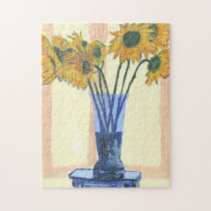 Puzzle Fleurs de soleil dans le Vase bleu,