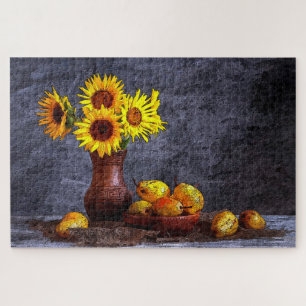 Puzzle Fleurs de soleil et fruits à vie morte