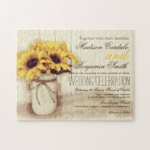 Puzzle Fleurs de soleil rustiques Mason Mariage pot Invit
