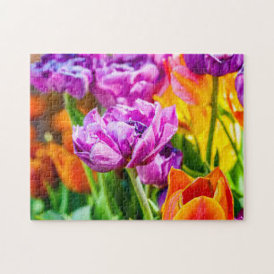 Puzzle Fleurs De Tulipe De Perroquet Violet Étonnantes Au