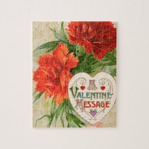 Puzzle Fleurs d'oeillet, Message vintage de la Saint-Vale