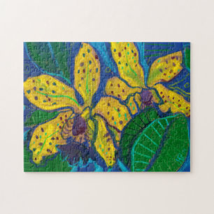 Puzzle Fleurs d'orchidées jaunes, Peinture pastel Art Flo
