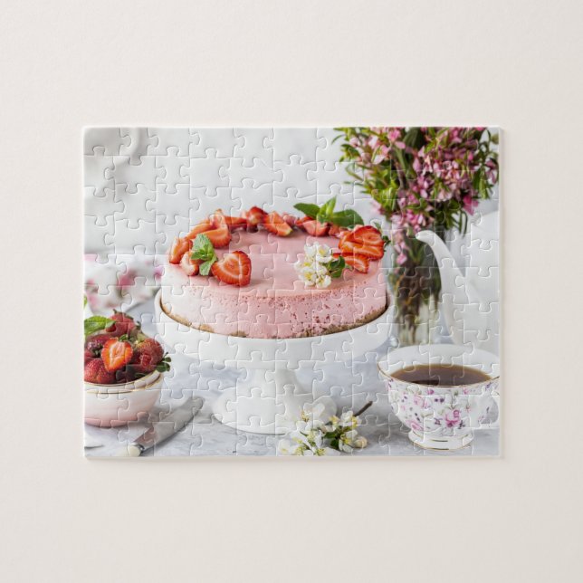 Puzzle Fleurs du Tea Party à la fraise au fromage (Horizontal)