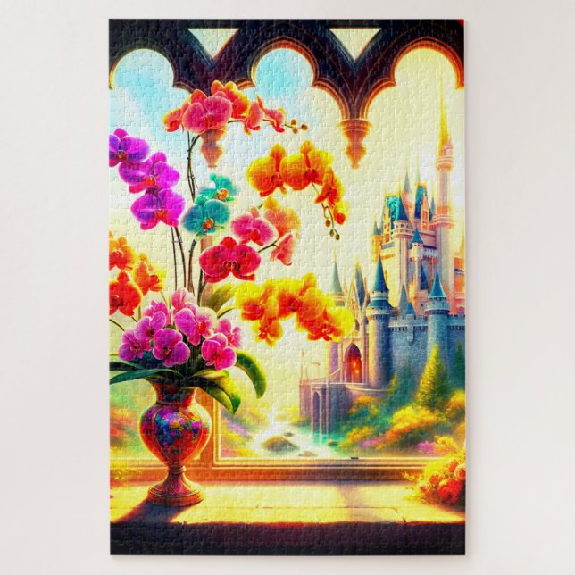 Puzzle Fleurs et château (Vertical)