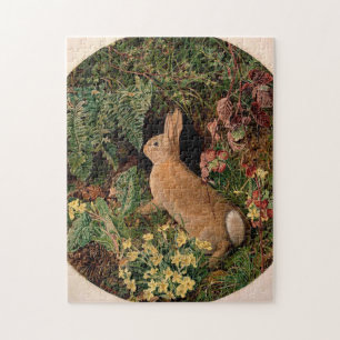 Puzzle Fleurs et fougères de lapin lapin vintage