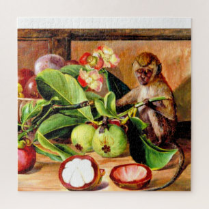 Puzzle Fleurs et fruits de Mangosteen; Singe de Singapour