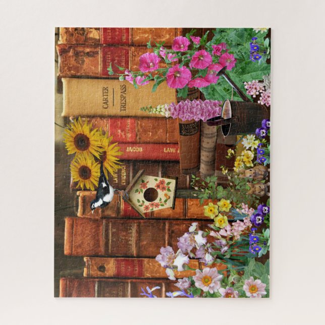 Puzzle Fleurs et livres (Vertical)