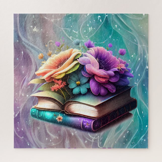 Puzzle Fleurs et livres colorés (Vertical)