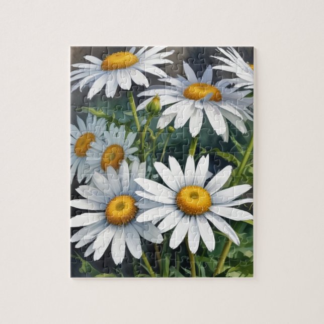 Puzzle Fleurs et marguerites Elégante aquarelle (Vertical)