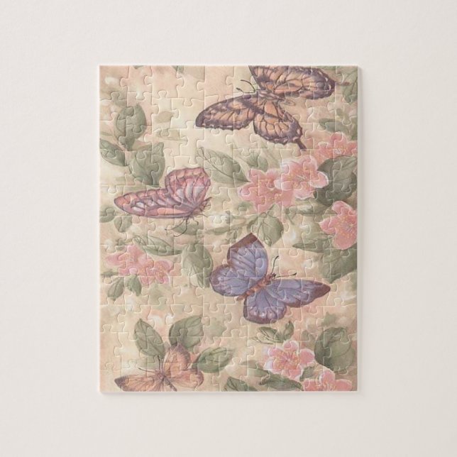 Puzzle Fleurs Et Papillons Roses (Vertical)