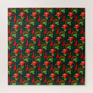 Puzzle Fleurs Exotiques Colorées Motif de Feuilles