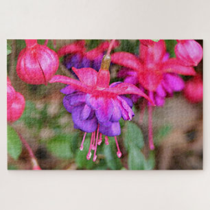 Puzzle Fleurs Fuchsia roses et violettes en fleurs