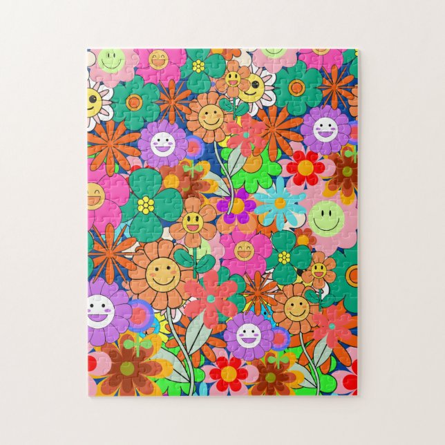 Puzzle Fleurs hippies Boho Super rétros (Vertical)