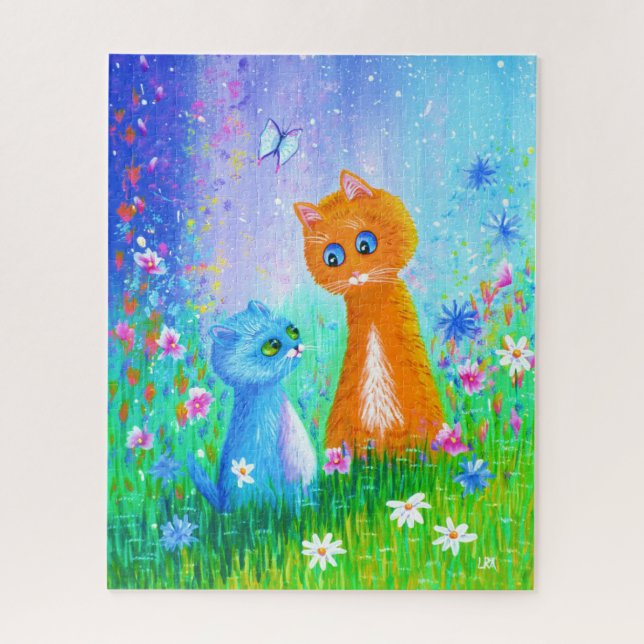 Puzzle Fleurs Imaginaires de papillons de chat (Vertical)