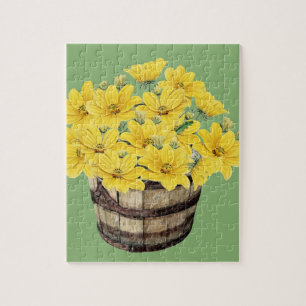 Puzzle fleurs jaunes dans un panier