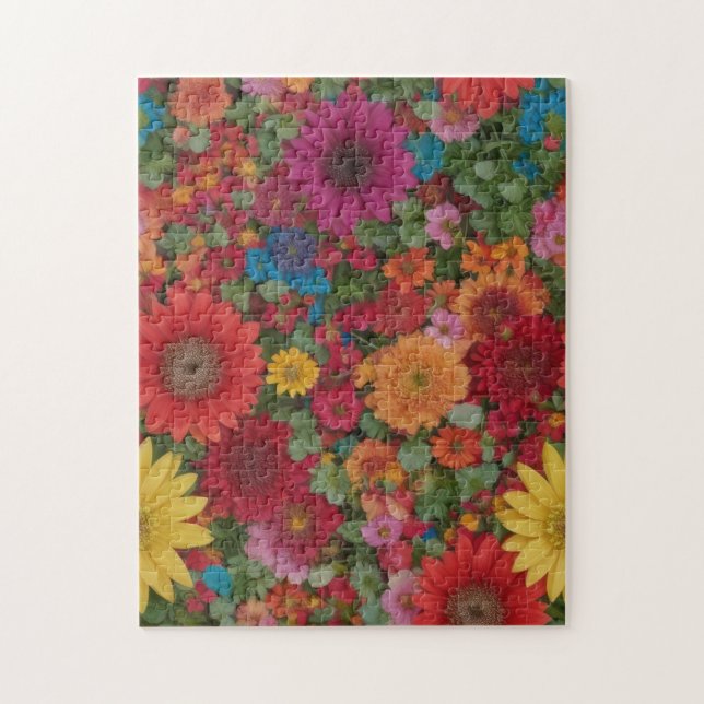 Puzzle Fleurs mixtes colorées (Vertical)