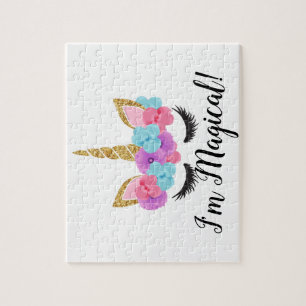 Puzzle Fleurs or Magique Unicorne filles