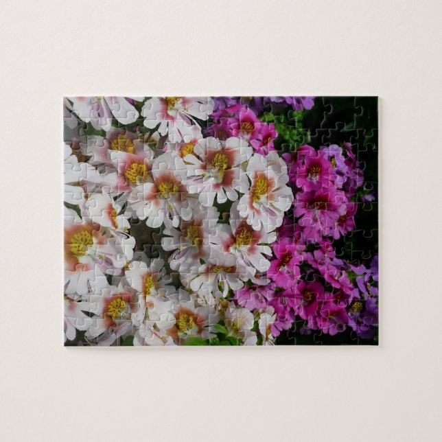 Puzzle Fleurs papillon rose blanc et violet (Horizontal)