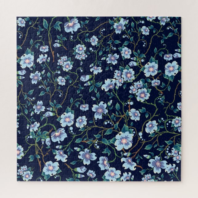 Puzzle Fleurs pour enfants : bleu foncé transparent (Vertical)