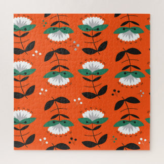 Puzzle Fleurs rétro, feuille : motif sans soudure.