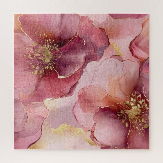 Puzzle Fleurs roses Bourgogne (Vertical)