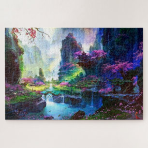 Puzzle Fleurs roses colorées Paysage asiatique