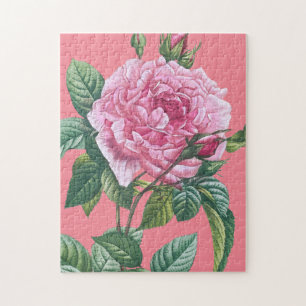 Puzzle Fleurs roses roses avec Feuilles verts