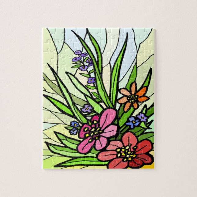 Puzzle Fleurs sauvages en verre de taches (Vertical)