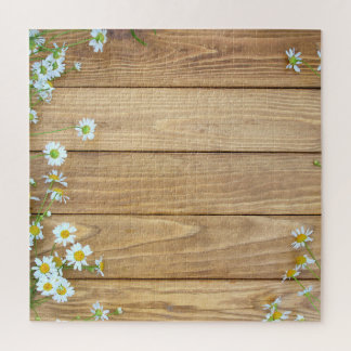 Puzzle Fleurs sauvages, herbes : arrière - plan en bois.