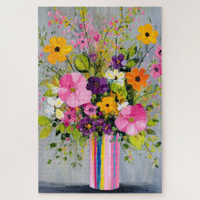 Puzzle Fleurs texturées dans un vase (Vertical)