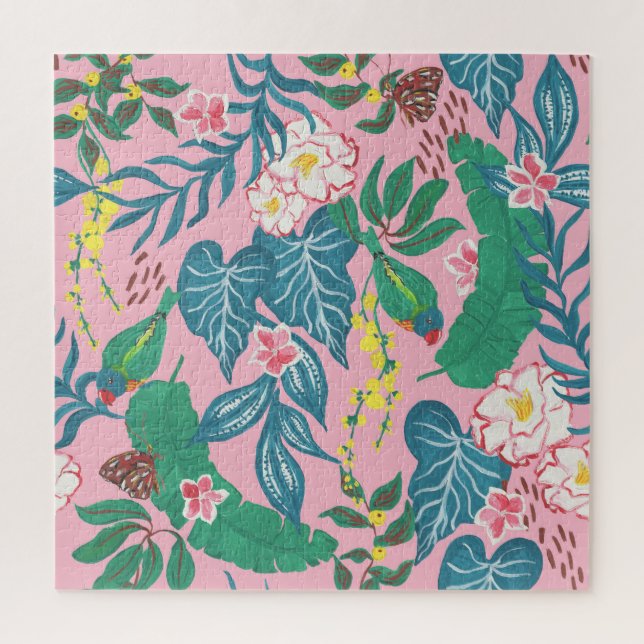 Puzzle Fleurs tropicales Abstraites, motif de guache pein (Vertical)