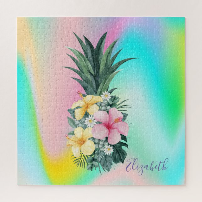 Puzzle Fleurs tropicales de l'ananas holographique Abstra (Vertical)