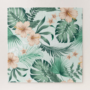 Puzzle Fleurs tropicales, motif feuillage luxuriant.