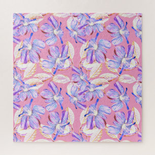 Puzzle Fleurs violettes : Aquarelle Élégance Florale.