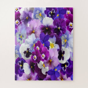 Puzzle Fleurs violettes bleues blanches Pensée Pensées